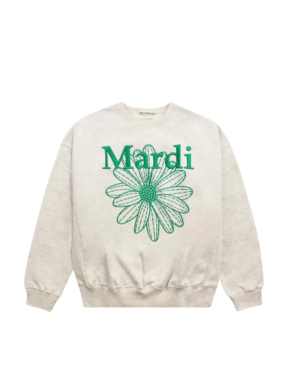 Mardi Mercredi Flower Needlework Sweatshirt Crewneck (Oatmeal Green) One Medium
